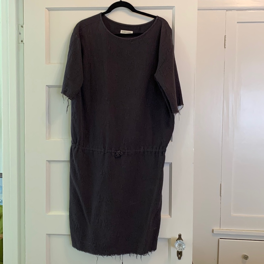 Black Crane Quilted Dress in Charcoal Gray S
